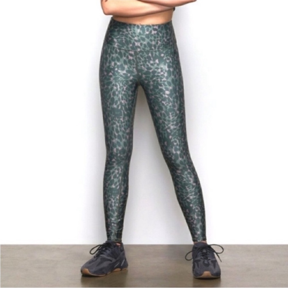 NWT Good American Ferocious Legging in Green Mauve Leopard Print Size 3 Large